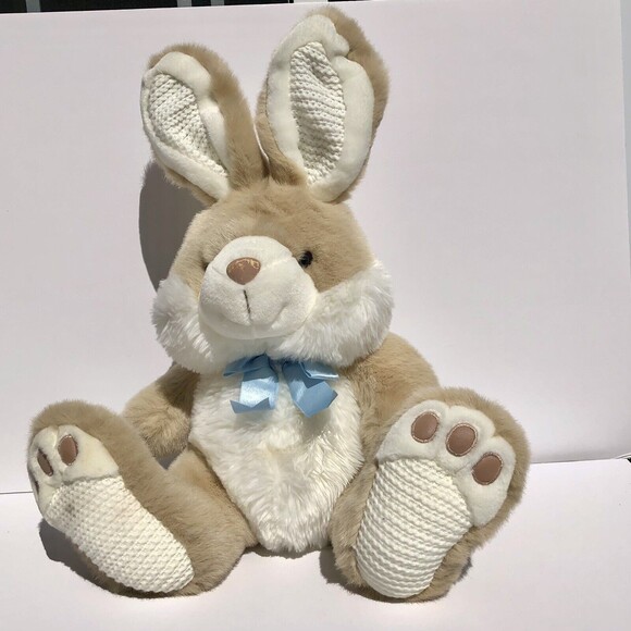 Bunny Rabbit Stuffed Animal 14/19 inch White/Brown Super soft fur - Picture 3 of 8